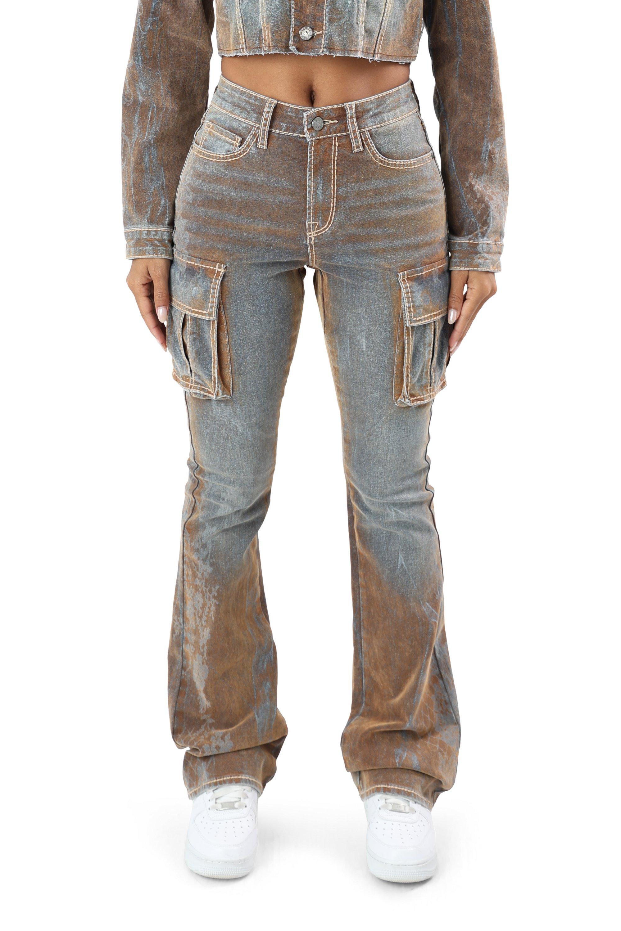HO26 FLOCKED DENIM PANT - MULTI-COLOR